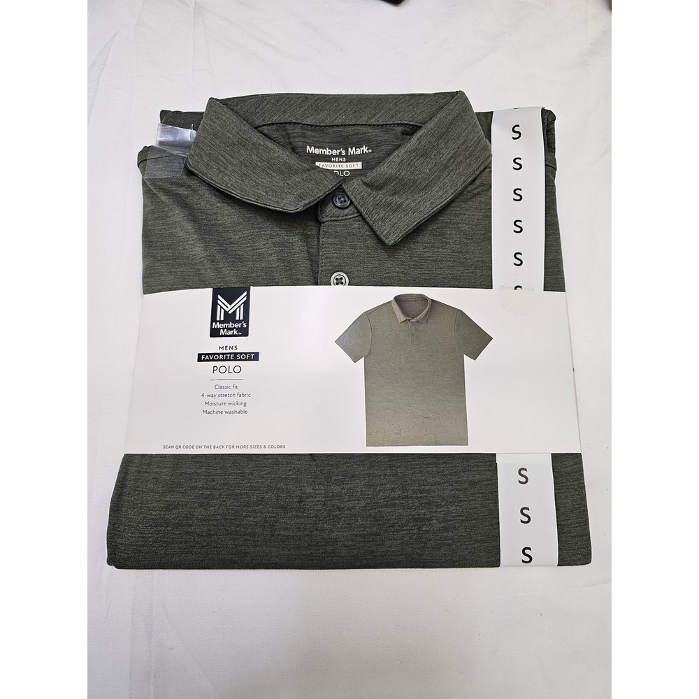 Member's Mark Mens Polo Shirt Green Poly Blend Stretch Athletic Size Small‎